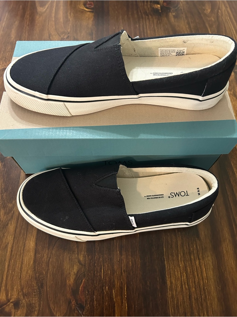 Toms Black Canvas Slip-On Sneakers